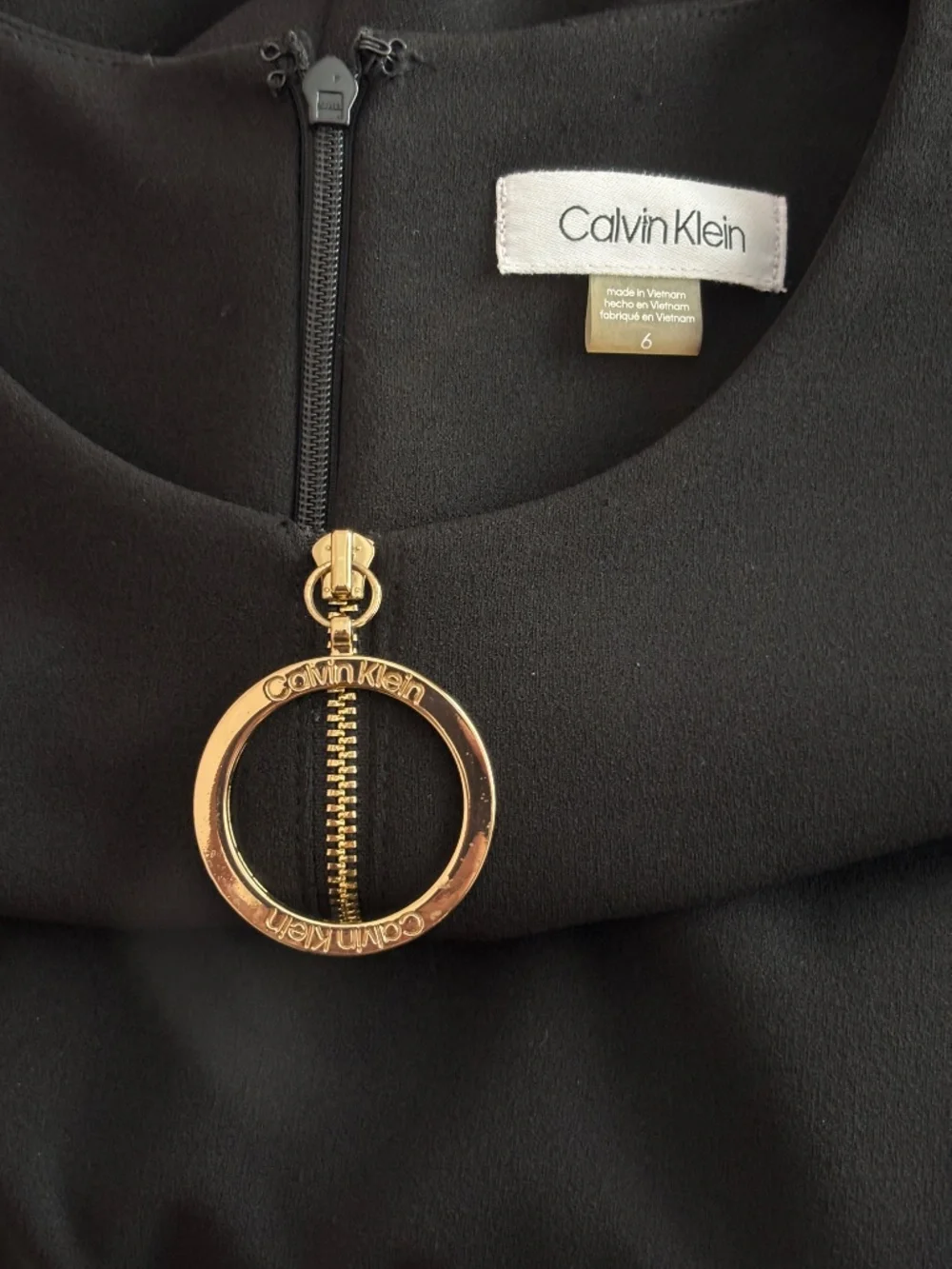 Calvin Klein Zip Front Sleeveless Sheath Dress - Black Size 6 - Picture 10 of 11